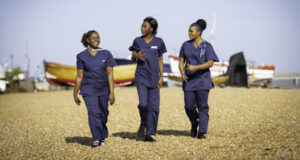 international nurses on the beach in Deal