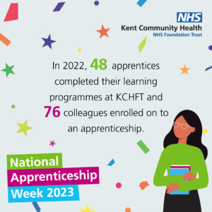 In 2022, 48 apprentices ompleted their learning programmes at KCHFT and 76 colleagues enrolled on to an apprenticeship.