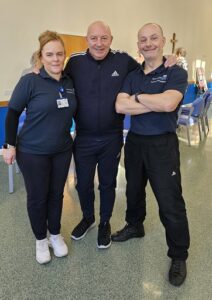 Phil Stocken with Kerry Lamb and Graham Wright in the exercise class.